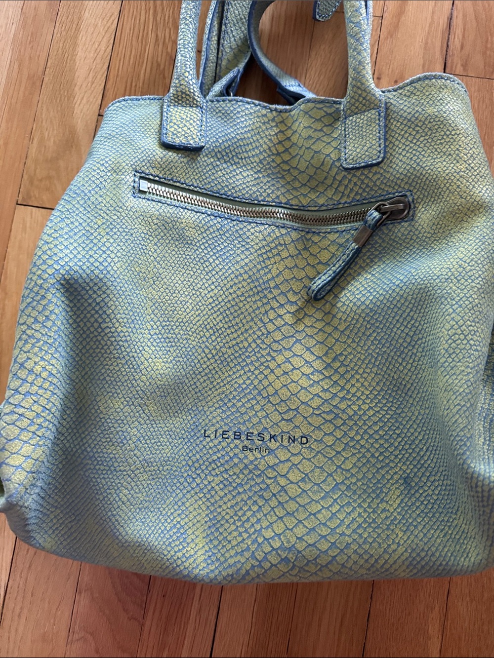 Liebeskind Turquoise Green Snake-Embossed Leather Shoulder Bag - Picture 4 of 10